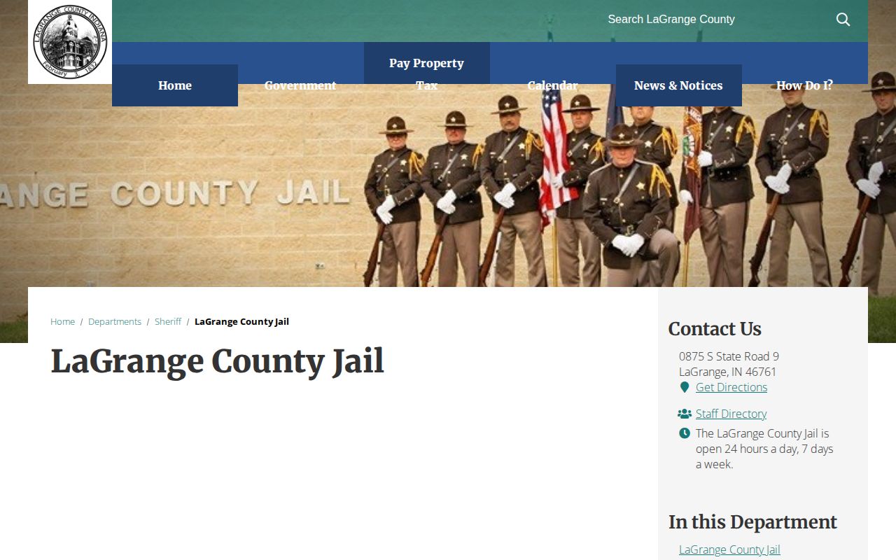LaGrange County Jail official custody and roster contact